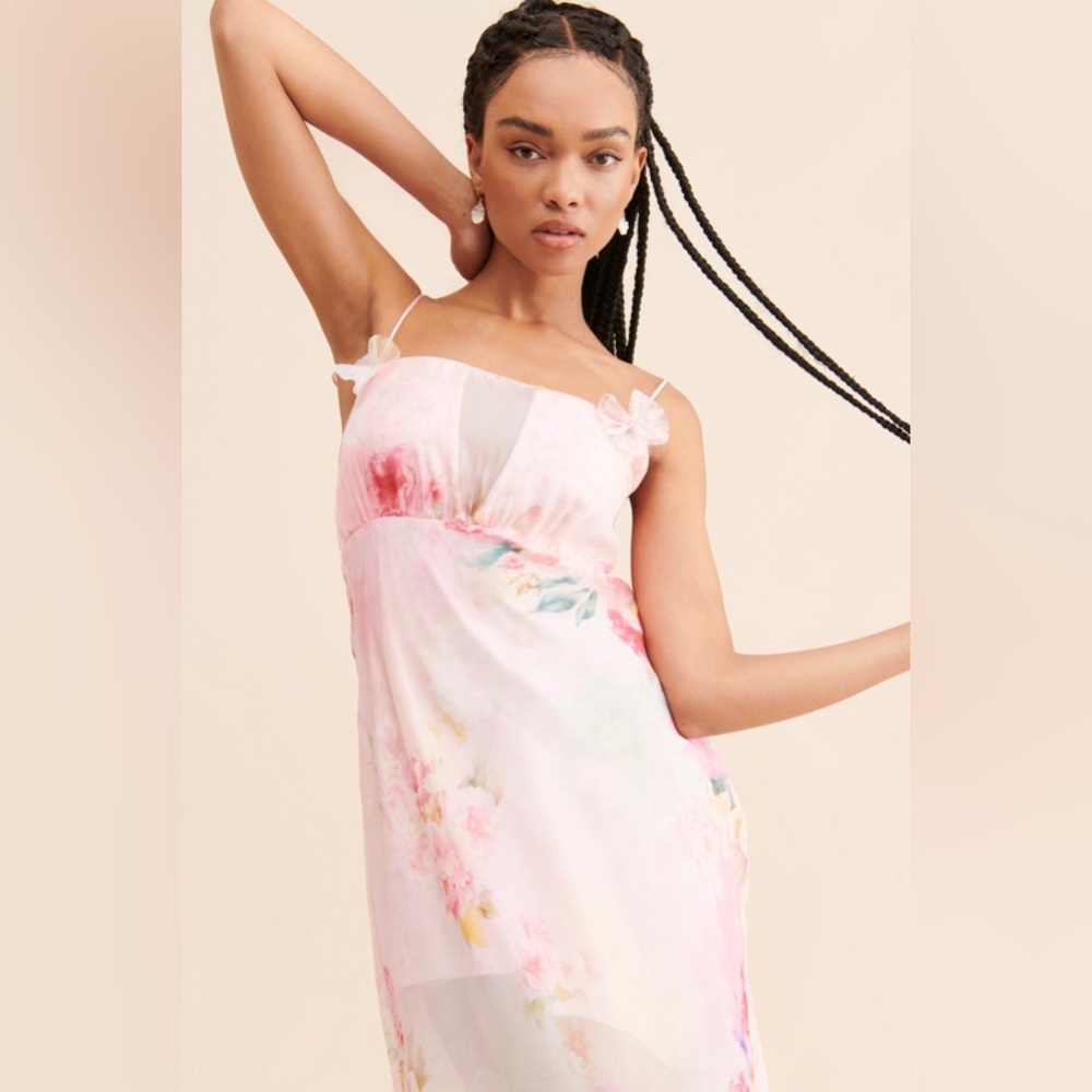 For Love and Lemons Lisa Pink Maxi Dress SMALL - Picture 4 of 12